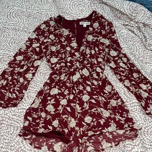 Burgundy floral romper